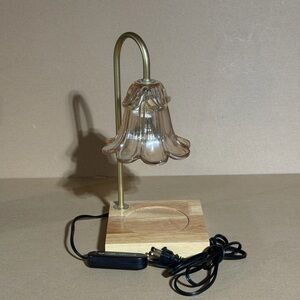 Electric Candle Warmer Lamp 🌸 Tulip Glass Shade • Wood Base • Dimmer + Timer